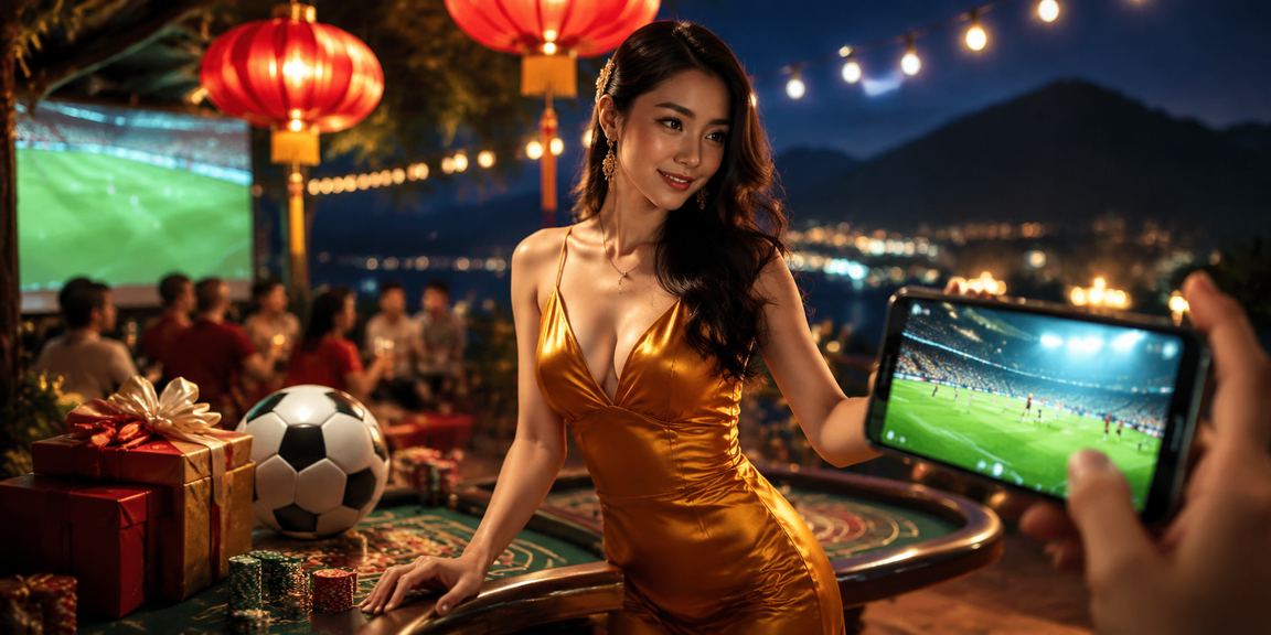 Người dùng tại chợ đêm Sapa theo dõi kèo bóng đá qua điện thoại