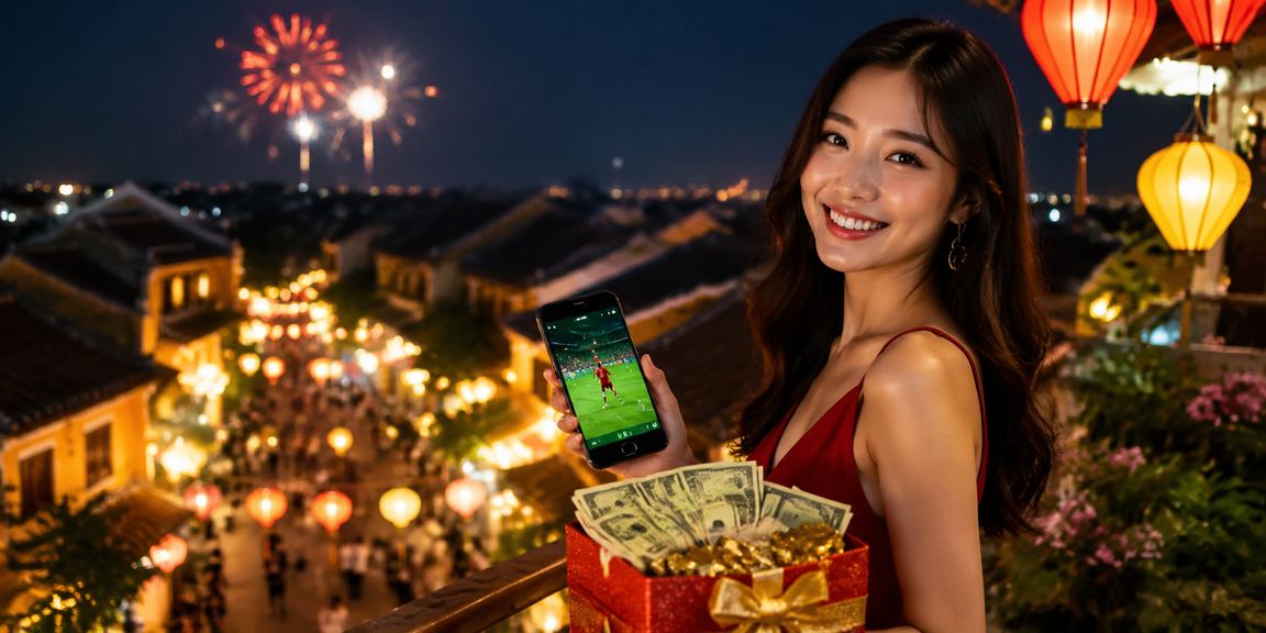 Màn hình jackpot rực rỡ tại sòng bài trực tuyến Việt Nam với đèn neon và giải thưởng lớn